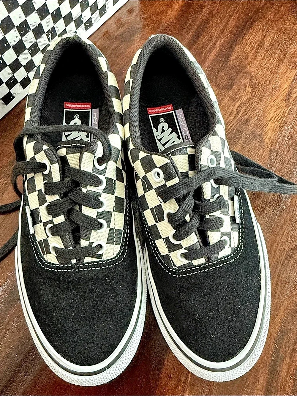 Vans Sk8-Hi Skate Era Checkered Sneakers Black & White US 7.5 Like New